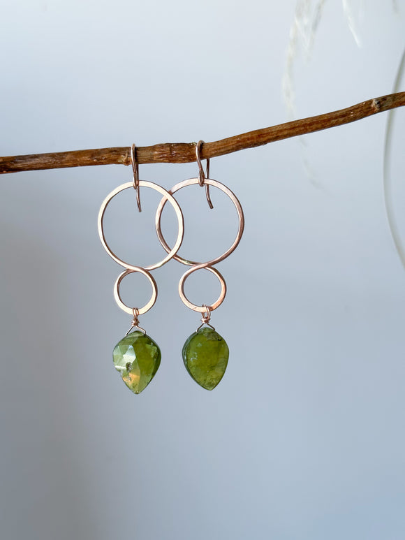 E2317 - 14k rose gold filled large infinity with vesuvianite earrings