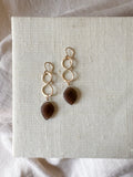 E2318 - 14k yellow gold filled infinity with brown moonstone drop earrings