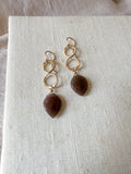 E2318 - 14k yellow gold filled infinity with brown moonstone drop earrings