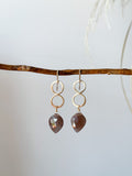 E2318 - 14k yellow gold filled infinity with brown moonstone drop earrings