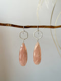 E2316 - forged hoop with large teardrop shaped peach moonstone