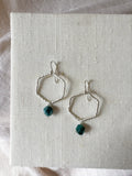 E2314 - Sterling silver hexagon with apatite earrings