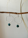 E2314 - Sterling silver hexagon with apatite earrings