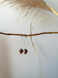 E2318 - Sterling silver forged hoop with brown moonstone drop earrings