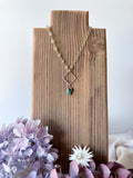 N2312 - 14k gold filled emerald and citrine asymmetrical necklace