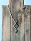 N2312 - 14k gold filled emerald and citrine asymmetrical necklace