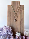 N2306 - 14k gold filled sapphire with turquoise asymmetrical necklace