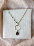 N2306 - 14k gold filled sapphire with turquoise asymmetrical necklace