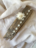 B2324 - ss forged hexagon link with faceted coin shape moonstone bracelet