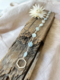 B2315 - forged link with coin shaped faceted aquamarine bracelet