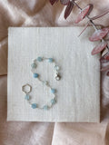 B2315 - forged link with coin shaped faceted aquamarine bracelet