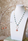 N2605 - turquoise and peach moonstone asymmetrical necklace