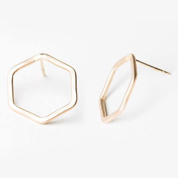 E127 - Hexagon Post Earring